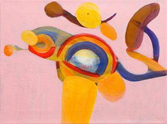 Painting by Orin Buck, The Pods Must Be Free, 2016, acrylic on canvas, 12"x9"