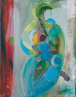 Painting by Orin Buck, Egg Bird, 2017, acrylic on canvas, 10"x8"