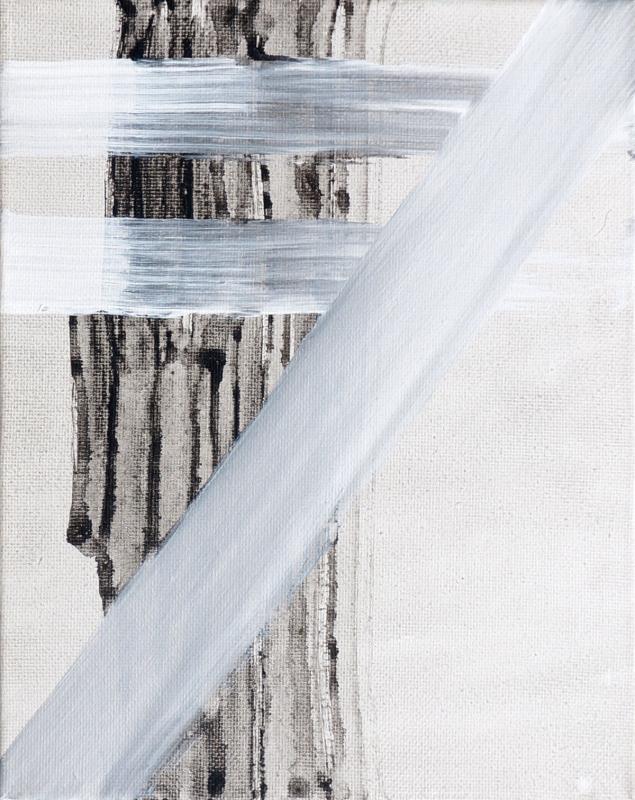 White Strokes, 2015, acrylic on canvas, 10"x8"