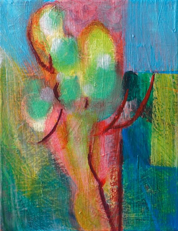 Painting by Orin Buck, Flesh Blossom, 2017, acrylic on canvas, 10"x8"