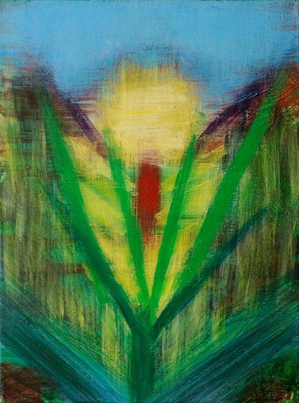 Heart Flower, 2015, acrylic on canvas, 12"x9"