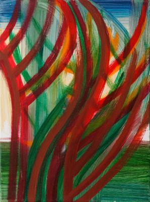 Red Branching, 2015, acrylic on canvas, 12"x9"