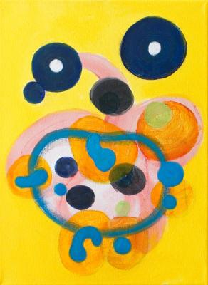 Painting by Orin Buck, Bubble Play, 2016, acrylic on canvas, 12"x9"
