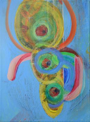 Painting by Orin Buck, Theme and Variation, 2017, acrylic on canvas, 12"x9"