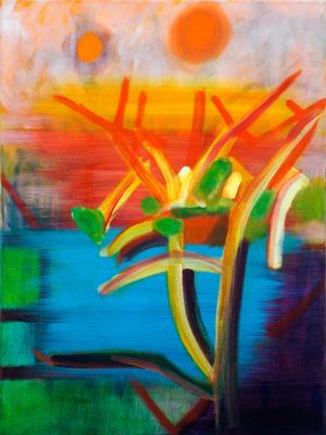 Painting by Orin Buck, Watching, 2016, acrylic on canvas, 24"x18"