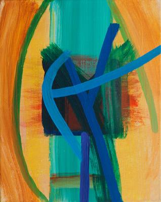 Blue Event, 2015, acrylic on canvas, 10"x8"
