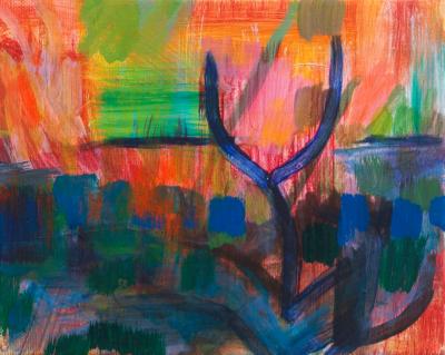 Blue Tree, 2015, acrylic on canvas, 8"x10"